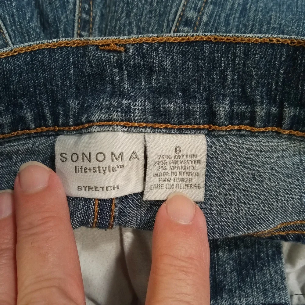 Sonoma‎ Life+Style Womens Medium Wash Stretch Denim Capri Cropped Jeans Size 6